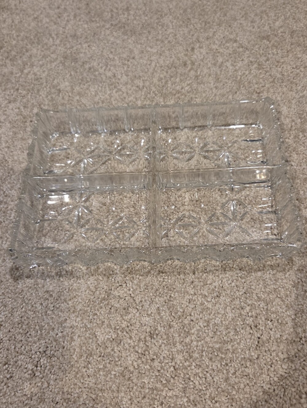 Pressed Glass Divided Vanity Tray - 4 Compartment, Vintage